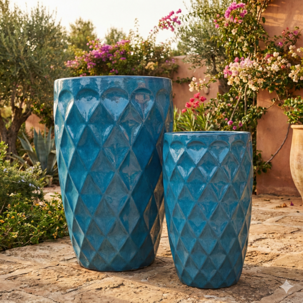 Tall Round Quilted Planter