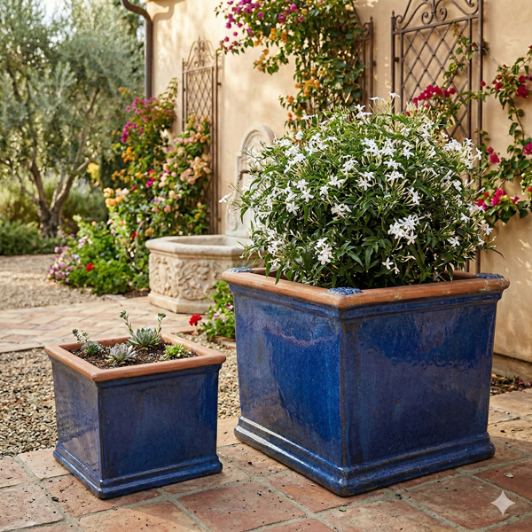 Square Planter with Rim